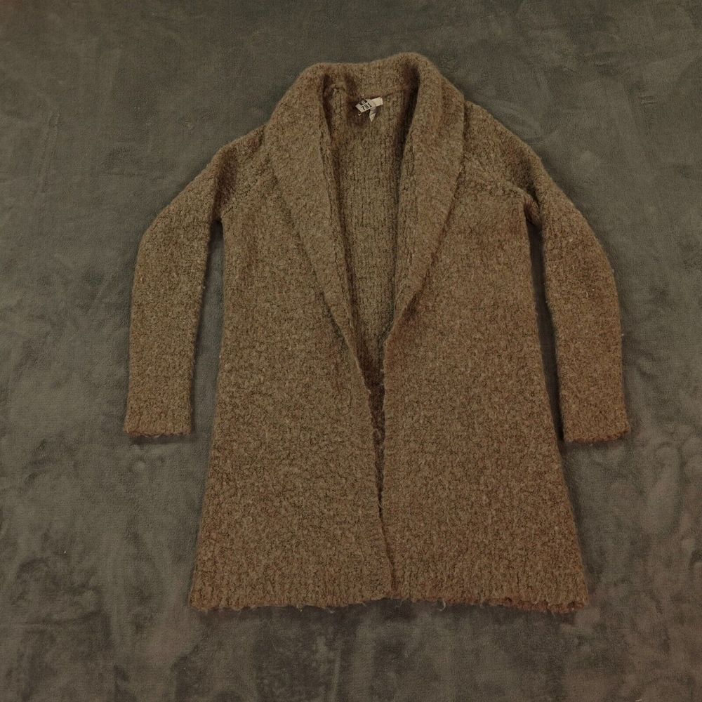 Joie Sweater Womens‎ Small Brown Joy Boucle Wendi Cardigan Open Front Long
